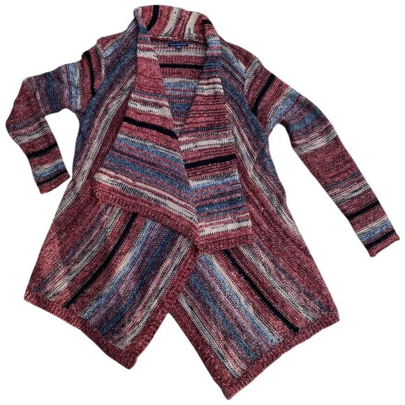 American Eagle Oversized Duster Cardigan Sweater Multicolor Striped Size M - Picture 4 of 12